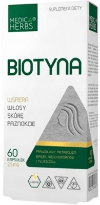 MEDICA HERBS BIOTIN 2,5mg 60 kapsúl VLASY KOŽA D-biotin Silné nechty