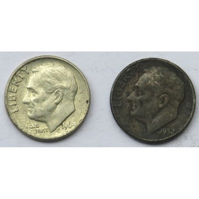 USA. 10 centów/dime Roosevelt, 1964 D i 1952 bz.