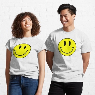 1szt Acid House Smile Face Klasyczny T-ShirtMęski styl damski, M