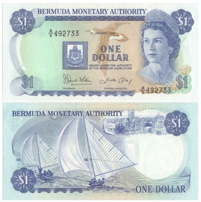 BERMUDY 1 DOLAR 1986 P-28c UNC ELŻBIETA II