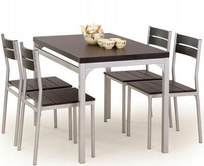 KOMPLET stół i krzesła 4 szt. MALCOLM WENGE Halmar