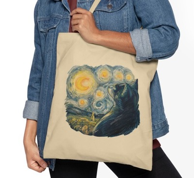 Torba z KOTEM VAN GOGH Shopper Bawełna Wzory EKO