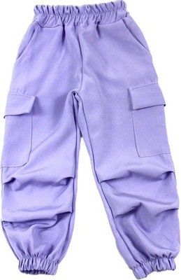 146-152 Spodnie dziewczęce spadochronowe fioletowe