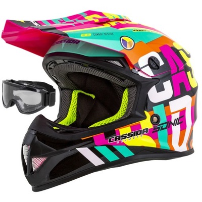 CASCO PARA MOTOCICLETA CROSS SONIC CASSIDA + GAFAS XS  