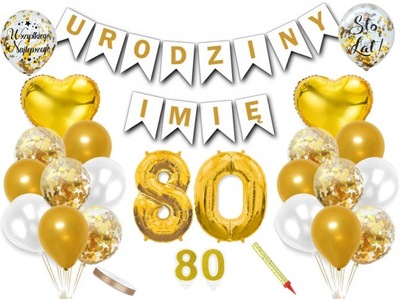 Zestaw dekoracji na 80 urodziny baner balony