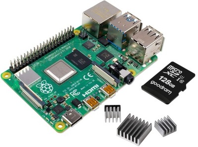 Raspberry Pi 4 Model B 2GB, karta 128GB, radiatory