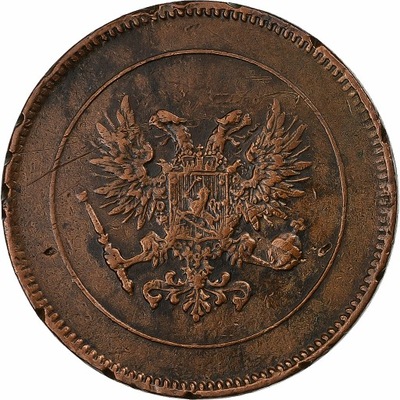 Finlandia, Nicholas II, 5 Pennia, 1917, Miedź, EF(