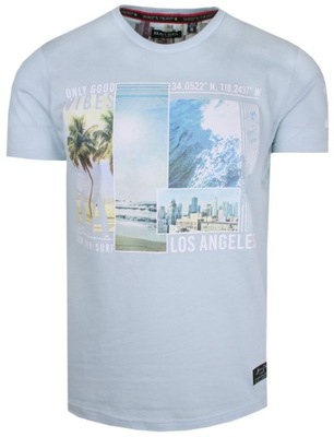Niebieski Męski T-shirt LOS ANGELES Brave Soul S