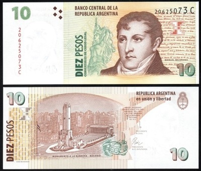$ Argentyna 10 PESOS P-348 UNC