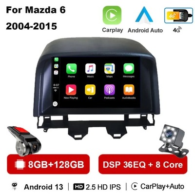 RADIO DE AUTOMÓVIL CON NAVEGACIÓN GPS PARA MAZDA 6 2004-2015 ANDROID 13 CARPLAY DSP  