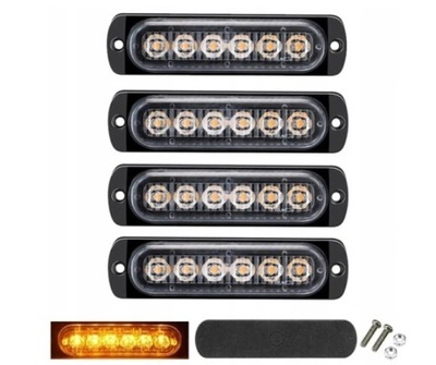 4 ФАРА ГАБАРИТ STROBO 6 СВЕТОДИОД LED 12V-24V POMARANCZOWA фото