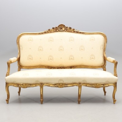 Sofa złocona w stylu Ludwika XV około 1870r piękna