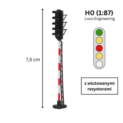 Semafor 5-komorowy H0 z wlutowanymi rezystorami