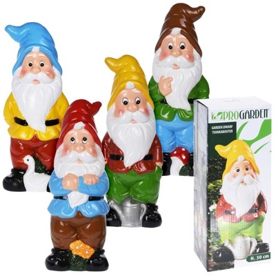 4x Krasnal OGRODOWY kolorowy ozdoba do ogrodu ogródka figurka ogrodowa 30cm