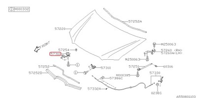 Засувка зачіп капот передньої subaru tribeca 08-14 фото №1