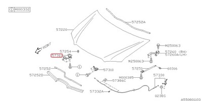 PERNA GANCHO DE CAPO PARTE DELANTERA SUBARU TRIBECA 08-14  