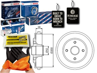 Гальмівні барабани гальмівні opel задня agila 00-07 bosch #petrolhead pro+ kit10 фото №1