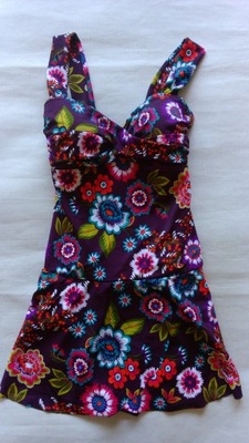 Sukienka kąpielowa strój ze spódniczką kwiaty XS