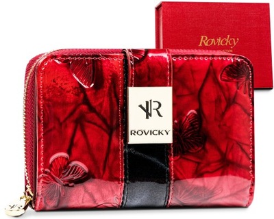 Rovicky portfel skóra naturalna czarny, czerwony R-76115-NBF-0295 R-B - Produkt damski