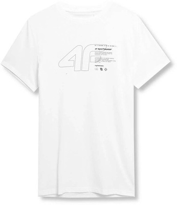 Koszulka T-shirt męski z nadrukiem 4F SS23TTSHM303 biały