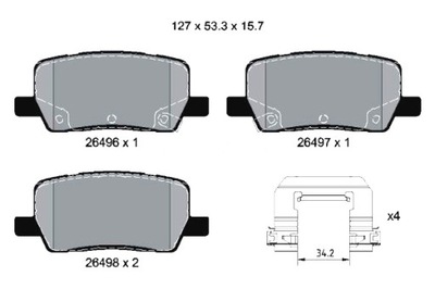 TEXTAR PADS BRAKE REAR TESLA MODEL S MODEL X ELECTRIC 09.12-  