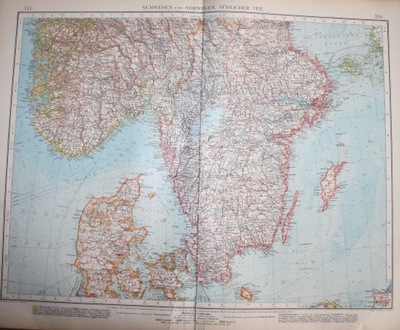 MAPA EUROPA SZWECJA NORWEGIA POŁUDNIOWA 1922 DUŻA