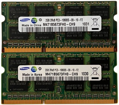 Samsung 4GB DDR3 1333MHZ (2X2GB) DDR3 PC3 10600S 09 10 F2 1036