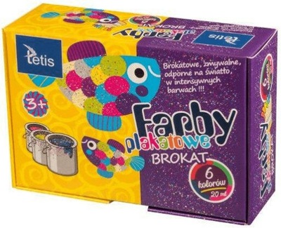 OUTLET - Farby plakatowe brokatowe 6kol 20ml Tetis