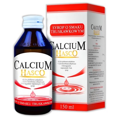 Calcium HASCO, syrop na niedobór wapnia o smaku truskawkowym, 150 ml