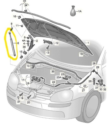 Vw golf v 5 привод капот амортизатор крышки фото №1