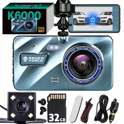 CÁMARA DE AUTOMÓVIL GRABADORA DE VÍDEO CONDUCTOR RETROVISOR PARTE DELANTERA PARTE TRASERA VIDEO COMPLETO HD + 32GB  