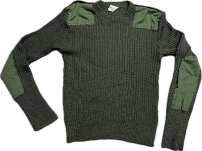 BRYTYJSKI SWETER WOJSKOWY OLIVE WEŁNA 100 DB