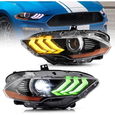 Ford mustang 2018-2023 фара ліхтарі  передні rgb led vland комплект фото №1