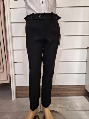 Eleganckie spodnie garniturowe chłopięce czarne - 128