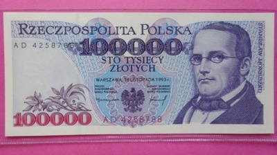 100000 zł 1993 AD nr 4258788,stan UNC