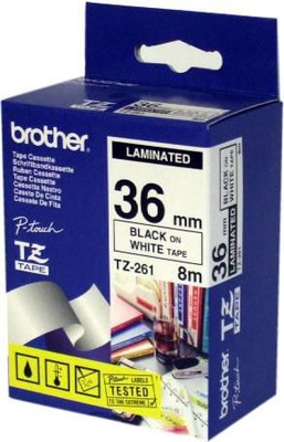 Brother P-Touch Tape Black on White, TZ261