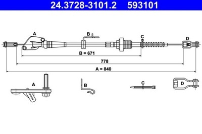 ТРОС СЦЕПЛЕНИЯ HYUNDAI I10 1,0-1,2 08-13 24.3728-3101.2