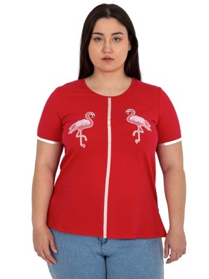 KOSZULKA damska T-SHIRT plus size z flamingami