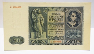 50 ZŁ ZŁOTYCH 1941 C 1 ZGIĘCIE