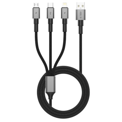 WYTRZYMAŁY KABEL 3W1 PRZEWÓD 3.5A USB-C TYPE-C / LIGHTNING / MICRO-USB