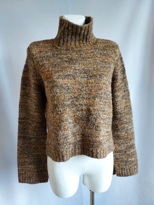 ZARA KNIT melanżowy sweter z wełną R M