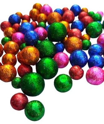Kulki kule styropianowe brokatowe błyszczące mix kolorów i rozmiarów 110szt