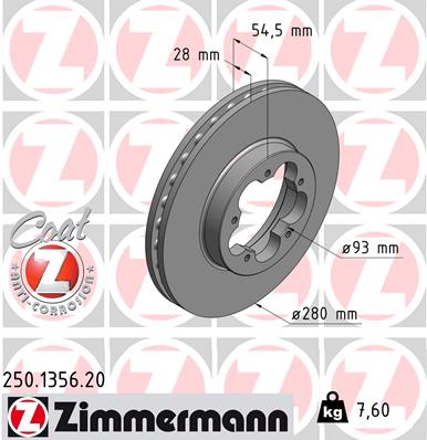 ZIMMERMANN 250.1356.20 ДИСК ТОРМОЗНОЙ