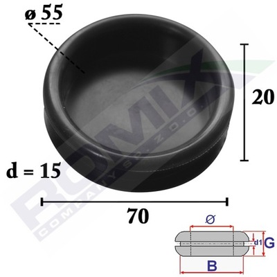 AISLANTE DE GOMA ZAMKNIETA 70X55X20 MM X5SZT  