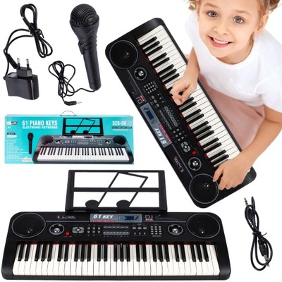 ORGANY DUŻY KEYBOARD PIANINO ELEKTRONICZNE KLAWISZY MIKROFON PODSTAWKA USB