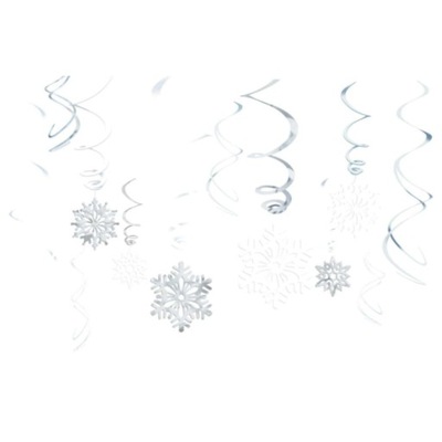 ŚWIDERKI świąteczne metaliczne dekoracja wisząca ŚNIEŻYNKI płatki śniegu
