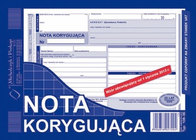 Druk nota korygująca 108-3E