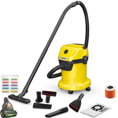 MOCNY ODKURZACZ KARCHER WD3 1000 W BEZWORKOWY TRADYCYJNY ZESTAW SSAWKI XXL