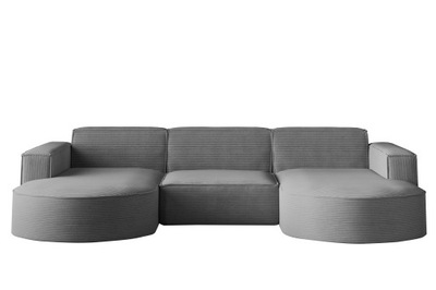Sofa w kształcie U MODENA narożnik tkanina Poso szary