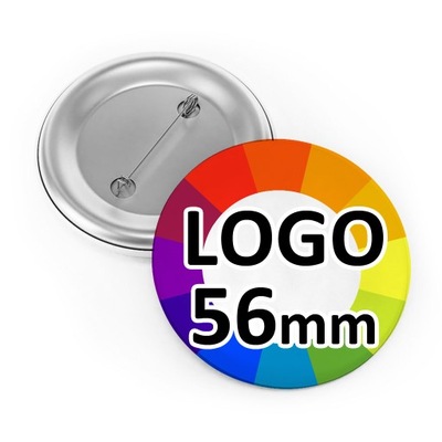 PRZYPINKI Z WŁASNYM NADRUKIEM 56mm BUTTON z LOGO